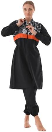 eo elif okur Islamic Long Sleeve Swimsuits for Women Modest Muslim 4 PCS | Full Cover Rash Guard Burkini | Arabic Swimwear Large