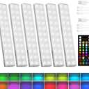 EZVALO 80 RGB Color Changing Under Cabinet Lighting Wireless, 1800mAh Rechargeable Shelf Lights, Magnetic, Timer & Dimmable Bar Light with Remote for Kitchen, Display Case, Cabinet, 6Pack