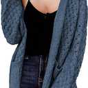 Dokotoo Women's 2024 Fashion Casual Open Front Long Sleeve Chunky Cable Knit Cardigans Sweaters Outerwear Coats with Pockets, Size S