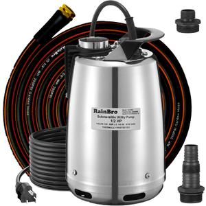 Submersible Sump Pump 1/2 HP 2300 GPH, Water Pump with Hose for Pool Draining, Portable Submersible Pump Handles Clean & Dirty Water, 25ft Power Cord, 3/4" GHT Adapter