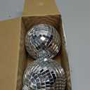 Youdepot Disco Ball 4" Inch 2-Pack,Silver Hanging Ball with Attached String for Ring,Reflects Light,Fun Party Home Bands Decorations,Party Favor.