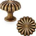 10 Pack Antique Brass Cabinet Knobs for Kitchen Cabinets and Dresser Drawers, Zinc Alloy Hardware Handles Pulls, Vintage Cupboard Drawer Knob