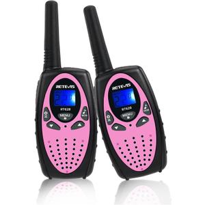 Retevis RT628 Walkie Talkies for Kids, Kids Toys for 6-12 Year Old Boy Girl, Long Range 2 Way Radio 22CH VOX,Toys Walkie Talkie for Birthday Gift, Outdoor Camping Family Trip(Black Pink 1 Pair)