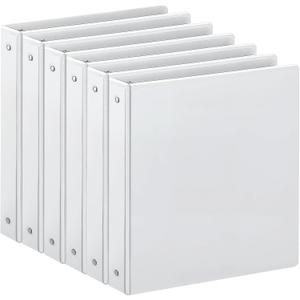 SUIN 1-inch 3 Ring Binder with 2 Interior Pockets, 1''Durable Binders Holds US Letter Size 8.5'' x 11'' Paper - Versatile Binders for Office, Home, and School Use, 6 Pack White