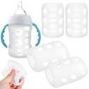 Kisangel 4Pc Silicone Baby Bottle Covers Protective Sleeves for Glass Bottles Nursery Feeding Bottle Cap Cover Shockproof Anti-Skid 3.34X2.24X2.24In