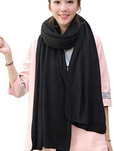 Wander Agio Womens Warm Winter Infinity Scarves Set Blanket Scarf Pure Color (Black)
