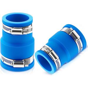 Tondiamo 2 Pcs Pool Vacuum Hose Adapter Replacement Connector for Pool Skimmer Cleaners or Filter Pump Hoses with Stainless Steel Screw Clamps Attachment Fits Multiple Above Ground Accessories(Blue)
