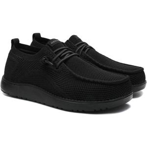 ITAZERO Women's Wide Width Walking Shoes Slip-On Loafers with Arch Support Diabetic-Orthopedic Comfort Shoes for Swollen Feet for Plantar Fasciitis (9.5 Wide, Dark Black)