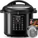 CARORI 1200W 12-in-1 Electric Pressure Cooker 8Qt, Stainless Steel Pressure Cooker, Slow Cook Rice Cooker Steamer Sauté, Yogurt Maker, Warmer & Sterilizer with Recipe, Safer Venting Design, Black