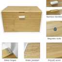 MinBoo Bread Box - Bamboo Bread Box for Kitchen Countertop, Large Capacity Kitchen Countertop Organizer Storage Bread Container Keep Fresh 14.1"x9"x8.3" (Need Assembly) (white&Bamboo)