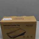 Bathroom Vanity Tray for Countertop,2PC Rectangle Striped Tray, Decorative Bathroom Organizer for Scrubber, Lotion Bottles, Perfume, Jewelry, Candle, Key Trinket Ring(Small, Black) (Black Color With Golden Stripes-2 Pcs)