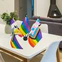 2 x Rainbow Pride Deluxe Desk Flag Set -6 Branch Miniature Gay LGBT Flag Desk Set Table Black Base and Spear Top-Desktop Decorations