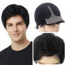 STfantasy Black Lace Front Mens Wigs 6X4X0.5 T Part Lace Short Wigs with 150% Density Side Part Synthetic Hair for Men Man Male Daily Used Costume Party Halloween Cosplay Updated Soft Hair
