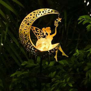 ZKLiLi Solar Lights Garden Decorations,Moon Fairy Light,Solar Crackle Glass Globe,Warm LED Light for Pathway Lawn Patio Courtyard Gifts for Mom Grandma Women