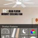 JSAITEE 52 inch Ceiling Fan with Light Remote Flush Mount White