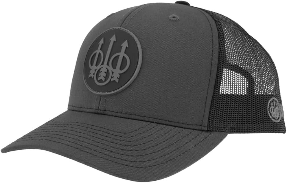 Beretta Men's Js Trucker Hat - Mesh Back Adjustable Snapback Pre-Curved Visor Cap, One Size Fits All (Charcoal/Black)