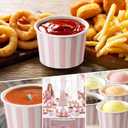 Zopeal 50 Count Light Pink Striped Ice Cream Cups Disposable 9 oz Ice Cream Bowls Paper Race Car Birthday Party Supplies Snack Cups Sundae Picnic Dessert Yogurt Bowls for Food