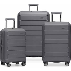 Traveler's Choice Pagosa Hardshell Expandable Luggage with Spinner Wheels, Gray, 3-Piece Set (22/27/30)