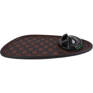 Multifunction Car Anti-Slip Mat Exclusive Phone Holder, Rotatable Car Phone Holder Dashboard Pad with Temporary Parking Number, Huge Capacity for Phones, Keys and Sunglasses (Black+Brown)