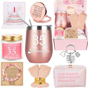 35th Birthday Gifts for Women Her, Happy 35th 35 Year Old Birthday Basket Gifts Box for Women Best Friends Female Daughter Sister Her Girlfriend Coworker Bestie Birthday Unique