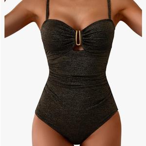 Eomenie One Piece Swimsuit for Women Tummy Control Ruched Bathing Suit Cutout U Wire Swim Suits Size L