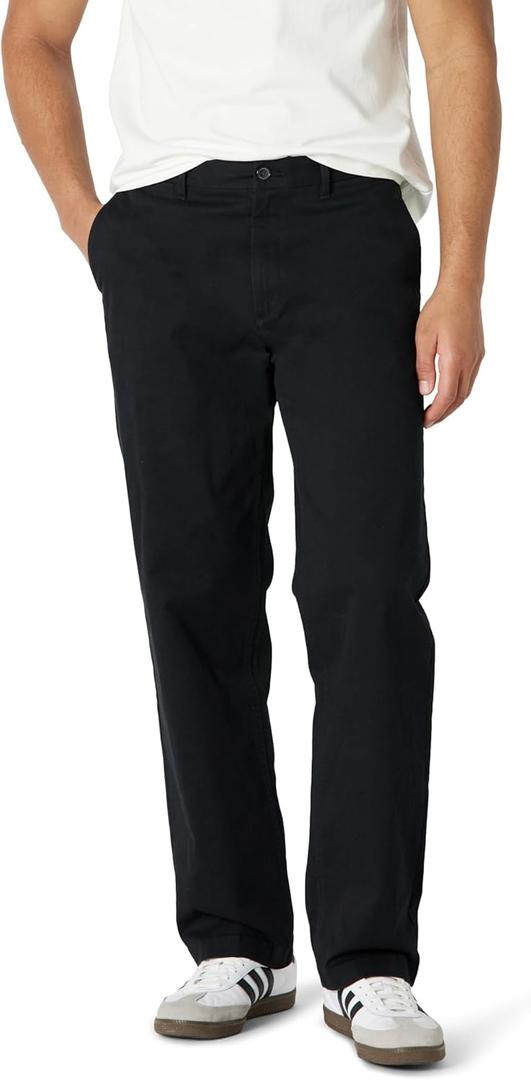 Amazon Essentials Mens Relaxed-Fit Cotton Chino Pant (30W x 32L, Black)