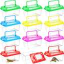 12Pcs Plastic Reptile Terrariums Carrier Cage Tarantula Enclosure Snake Breeding Box Hatching Container Transparent Fish Tank Turtle Aquarium with Random Color Lid for Spider, XS(5.1” x 3.5” x 3.5”)