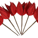 PRETYZOOM 6pcs Christmas Decorative Flowers Silk Red Xmas Decor Artificial Fake Flower for Tree Decoration