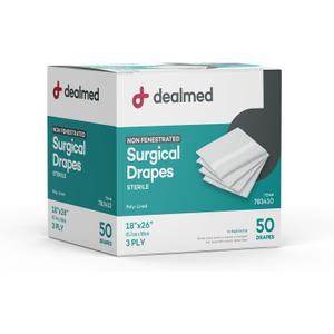 Dealmed Non-Fenestrated Sheets 50 Count 3-Ply Poly-Lined Drape Sheets, White Material, Perfect for Hospitals, Medical Facilities, and Physicians Offices, 18" x 26"