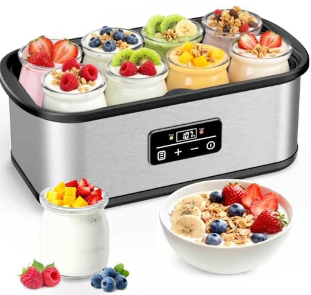 Yogurt Maker with Adjustable 48H Time & Temp Control, Digital Yogurt Maker Machine with 8×6oz Glass Jars, Make Healthy Yogurt for Family, Pecfcet Gifts for Friends