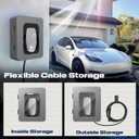 Outdoor EV Charger Enclosure Wall Box with Lock for Tesla Wall Connector & Chargepoint Home Flex with Holder | Weatherproof, Visible, Easy to Install, Gray