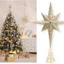 Christmas Traditions 11 inch Champagne Gold Glittered Large Christmas Bethlehem Star Tree Topper Star for Large Tree 6 feet-8 feet Tall/Home Decor Ornaments (Champagne Gold)