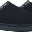 Women's Platform Slippers Winter Mini Boots Anti-Slip Suede Slip on Women Sneakers Fur Lined House Slippers for Indoor Outdoor (6, Flat Black)