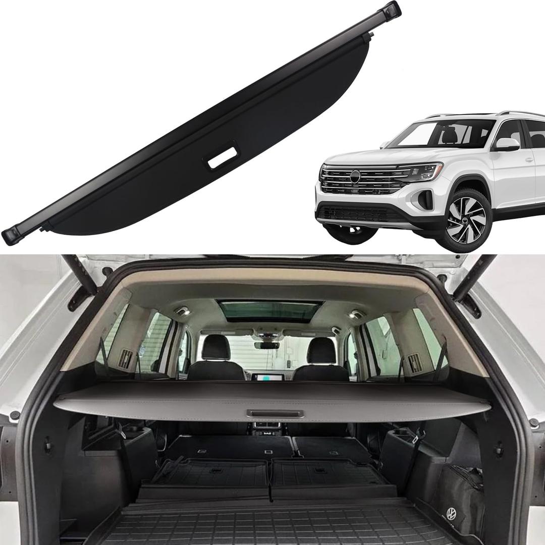 Cargo Cover for VW Volkswagen Atlas Cross 2018 2019 2020 2022 2021 2023 2024 2025 Accessories Rear Trunk Cover Rear Trunk Security Cover Shielding Shade, Black