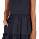 ANRABESS Womens Summer Casual Tank Dress Sleeveless V Neck T Shirt Sundress Flowy Tiered Swing Mini Beach Vacation Dresses (Medium)