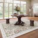 Machine Washable Rugs for Living Room: 8x10 Area Rugs for Bedroom Floral Non Slip Low Pile Soft Stain Resistant Carpet for Kitchen Dining Room Farmhouse Kids Room Nursery Indoor