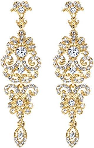 Mecresh Gold/Silver Rhinestone Chandelier Wedding Bridal Dangle Earrings