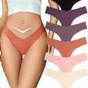 FINETOO Seamless Thongs for Women Sexy No Show Panties Invisible V-waisted Stretch Ladies Underwear 6 Pack (XL)