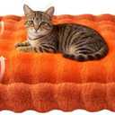 Cat Bed Mat, Soft Plush Faux Fur Kneading Pet Bed, Machine Washable Cat Sleeping Pad for Indoor Cats & Kittens, Non-Slip Fluffy Cat Rug for Couch Sofa Floor, 23x15 Inch Orange