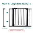 BABELIO Metal Baby Gate, 2.75inch (7cm) Black Extension, Baby Gates Extra Wide for Stairs & Doorways, Pressure Mounted Walk Thru Child Gate with Door, NO Need Tools NO Drilling,30" Tall