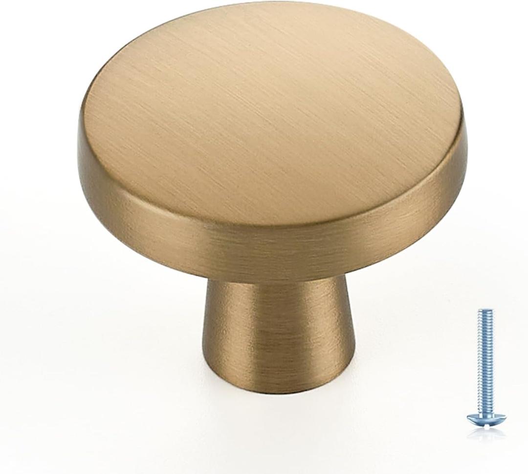 Ravinte 5 Pack Solid Single Hole Kitchen Round Cabinet Knobs Champagne Bronze Pulls Drawer Knobs Kitchen Cabinet Hardware Handles