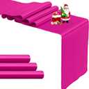 4-Pack Hot Pink Satin Table Runner 12 x 108 Inch Long Fuchsia Bright and Smooth Silk Fabric Table Runner for Wedding Banquet Birthday Party Decoration