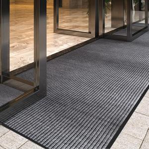 4' x 8' Moisture Guard Doormat, Commercial Grade Door Floor Mat Striped Brush Step Entrance Mat with Rubber Backing, Low Profile Commercial Rugs for Entryway, Easy to Clean (Charcoal Grey)