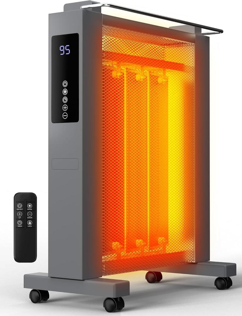 Uthfy 1500W Space Heaters for Indoor Use, 26 Inch Convection Electric Heater, 3 Sides Heating, 12H Timer, Temperature Adjustable 50-95F, Tip-Over & Overheat Protection, Heaters for Large Room