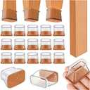 Ansible 24 pcs Rectangle Large Chair Leg Floor Protectors, Furniture Felt Pads Silicone Covers caps for Chairs,Chair Leg Protectors for Hardwood Floors (Fit Length 1-1/2 to 2,Width 3/4 to 1)