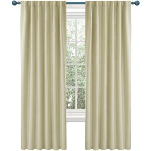 Deconovo Blackout Curtains  Room Darkening, Noise-Reducing, Thermal Insulated  Energy-Efficient Window Treatment for Bedroom, Living Room & Home Office  2 Panels, Beige, 52W x 72L Inch