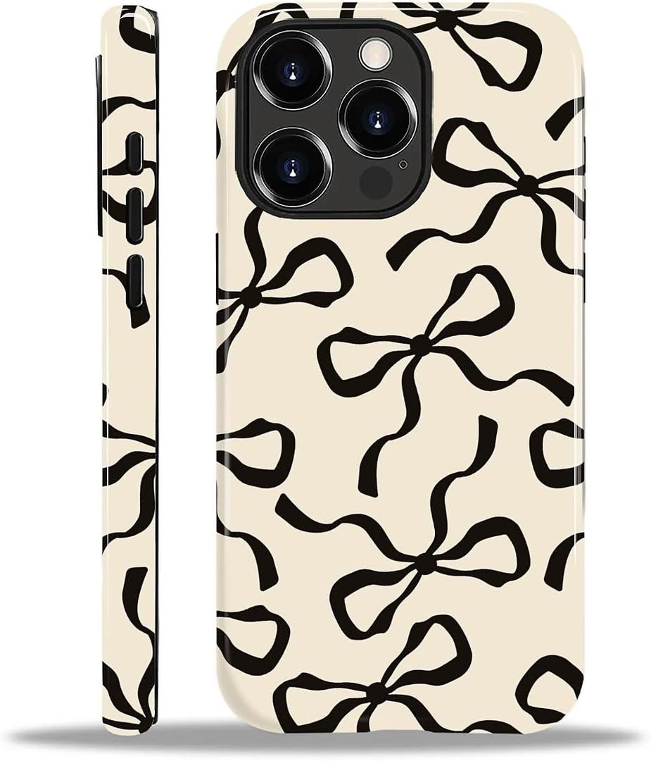 ilikediy for iPhone 11 Pro Case,HL2 Aesthetic Black Bow Hybrid 2 Layer Hard Shell Silicone Protective Pattern Design Case