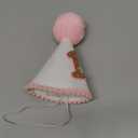 Pink First Birthday Party Crown for Baby Girls - Blush 1st Birthday Hat