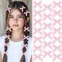3 x 20PCS Pink Mini Bow Hair Clips Gingham Craft Hair Bows Small Bows for Hair Sweet Bowknot Hair Ribbon Clips Cute Claw Clips Hair Barrettes Accessories for Teens Women and Girls