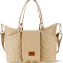 Diaper Bag Large Tote Baby Bag, Diaper Bag Purse, Capacity Travel for Labor Delivery (Beige)